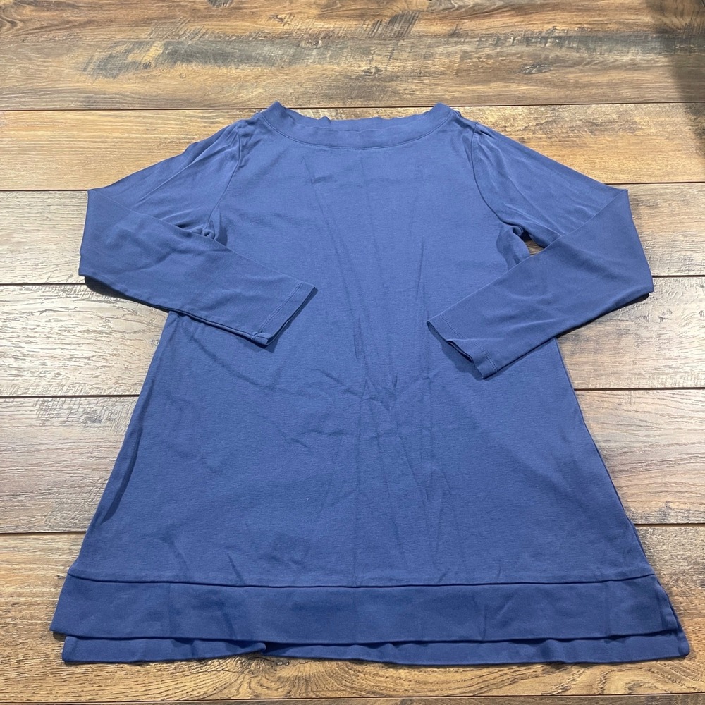 J. Jill Perfect Pima Blue Long Sleeve Tunic Top 100% Pima Cotton Medium Minimal